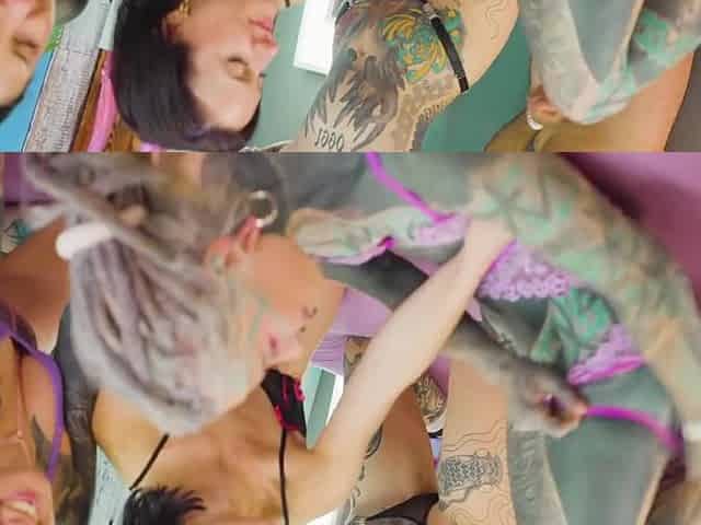Wild Orgy With A Group Of Tattooed Models - Lisa Rocketcock And Morea Black