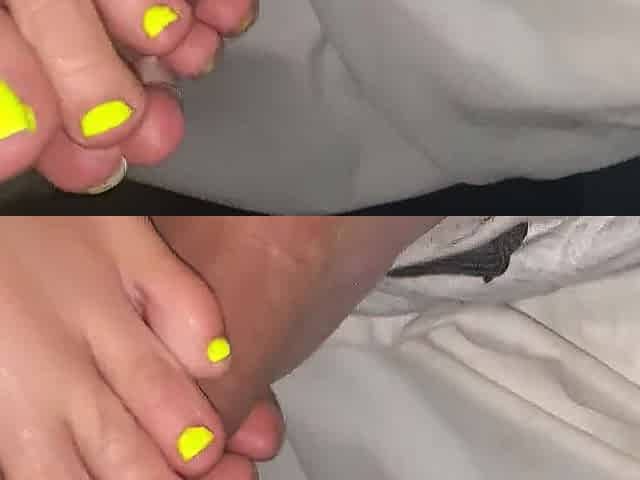 (PART two) POV Footjob, Hubby fingering me whilst I jerk off the cum from his ramrod with my feet! ????