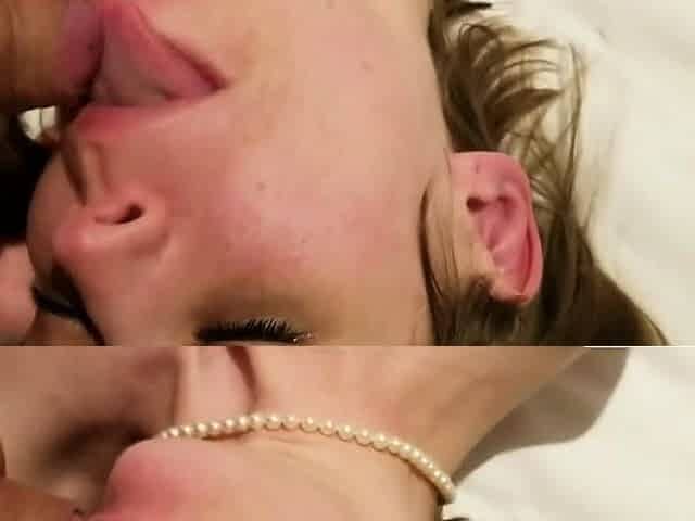 Blonde Babe's Mouthful of Cum