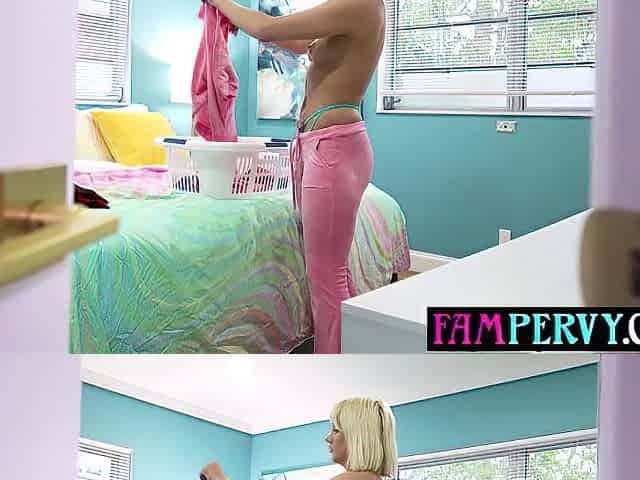Despairing tiny teen makes lascivious pervert stepbro pound her cunt instead