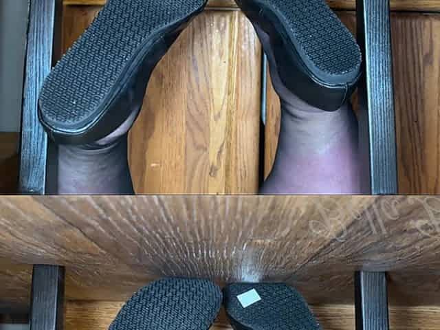 Under My Chair: Smelly Stocking and Shoes: Big Feettease in the Office by Bootyful Bella Blast