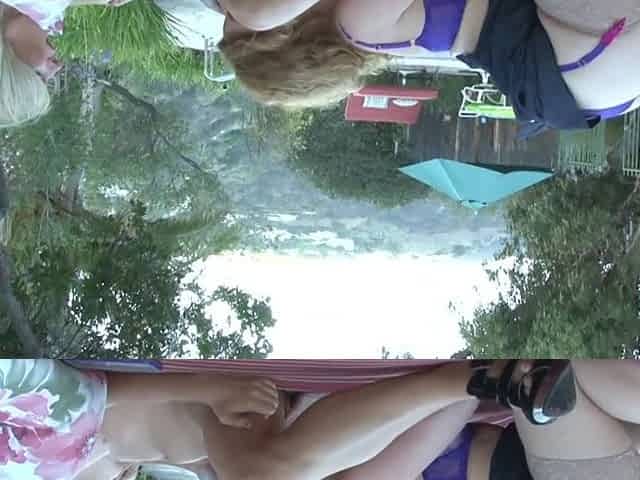 Lesbian beauties Kiki Daire and Alessandra Noir enjoy each other in the pool.