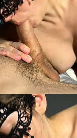 Wet and messy amateur blowjob and handjob