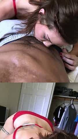 Mature brunette amateur giving a great POV blowjob