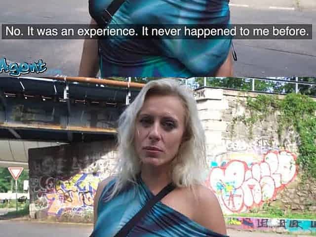 Public Agent - Blonde horny MILF wife with natural tits and nice pussy flaps fucks outdoors in a public park