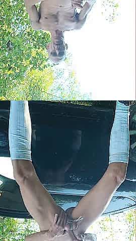 Slender polish chap masturbate outdoor