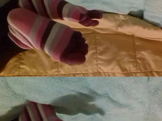 Playing with my feet and soles and taking off my toe socks with my toes