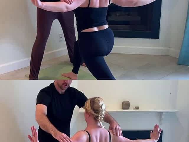 Stepson helps stepmom with yoga and stretches her pussy