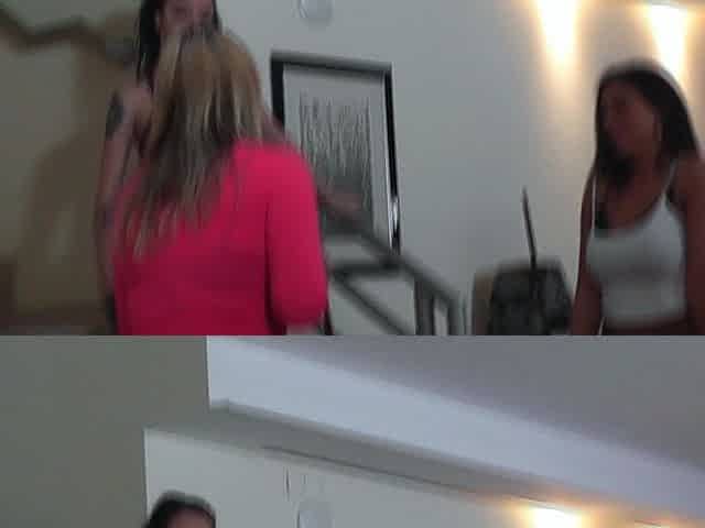 Unique FFM threesome with brunette lesbian woman