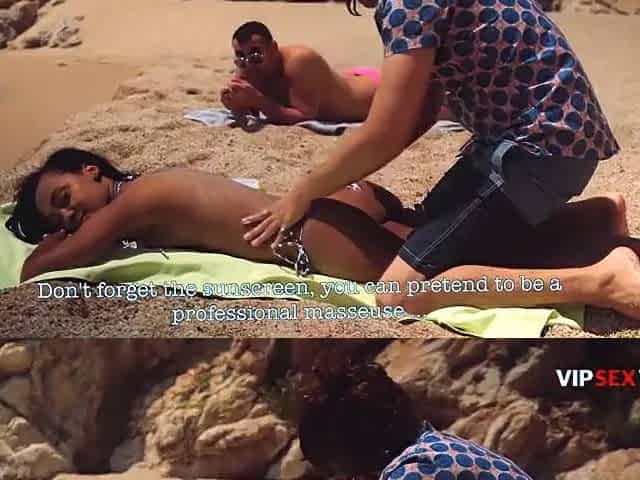 2 Boys Oil Down a Fit Ebony Sweetheart on the Beach... That babe Likes It