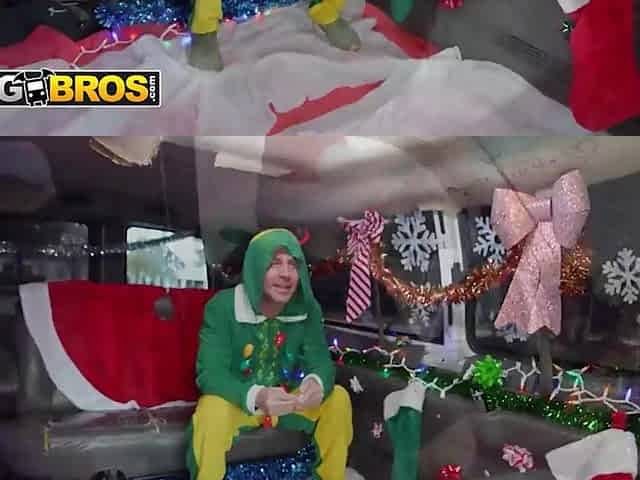 BANGBROS - Jessica Aaren Rides The Holiday Screw Bus For Money And Ends With Tony's Load On Her Breasts