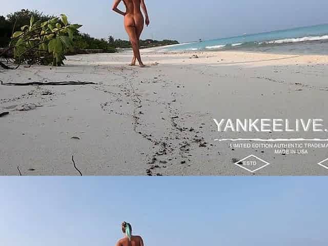 Blonde Solo Female's Nudist Walk on the Beach