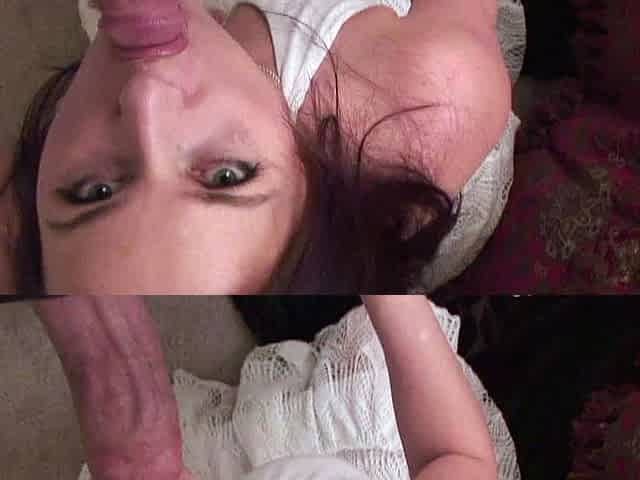 Hot brunette babe gives a perfect POV blowjob