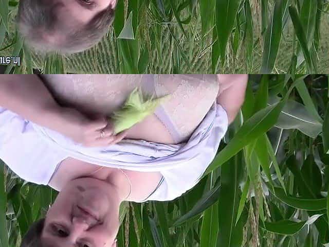 Old fat BBW mother fucks herself outdoor