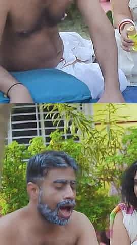 Desi Tharki Sasurji Gets Oil Massage From His Two Daughter in Law Outdoor and Fuck Them ( Hindi Audio )