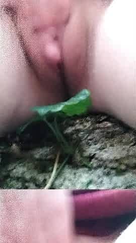 Lewd bitch pleasures herself in public