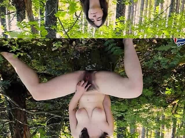 Hairy pussied MILF in the woods