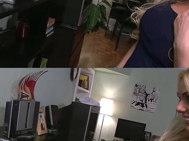 Sultry ash blonde with immense orbs gets pummeled from