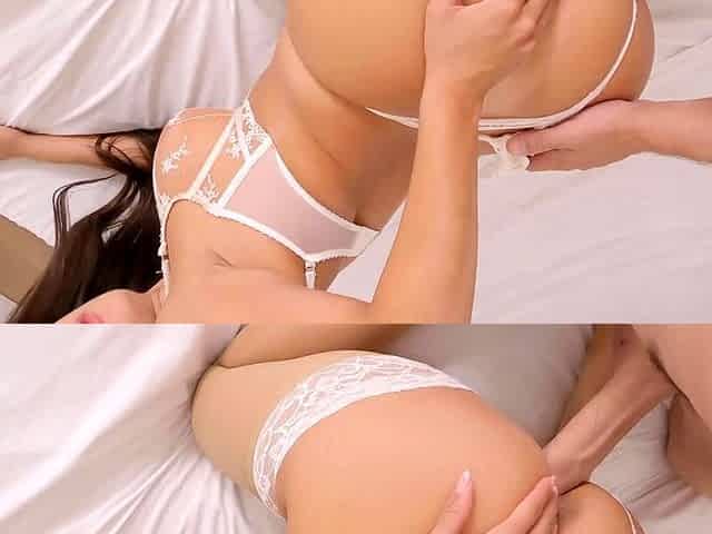 Huge Facial for Big Ass Latina Tru Kait in White Lingerie