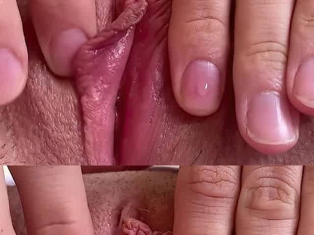 Zoomed pink constricted and soaked twat fingering. Virgin gal masturbate