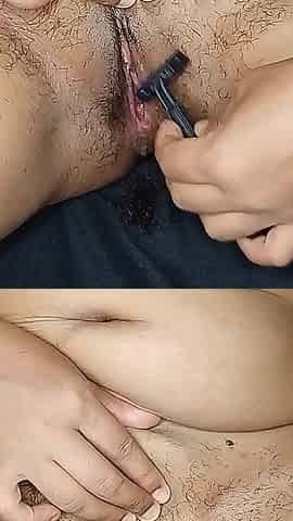 Hairy Desi Wife Shaving Pussy and Armpits
