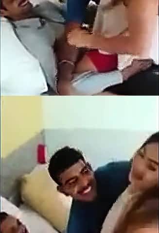 Three Indian guys with a beautiful whore