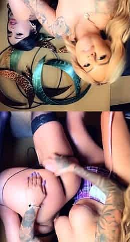 Blonde and brunette lesbians toying cunt