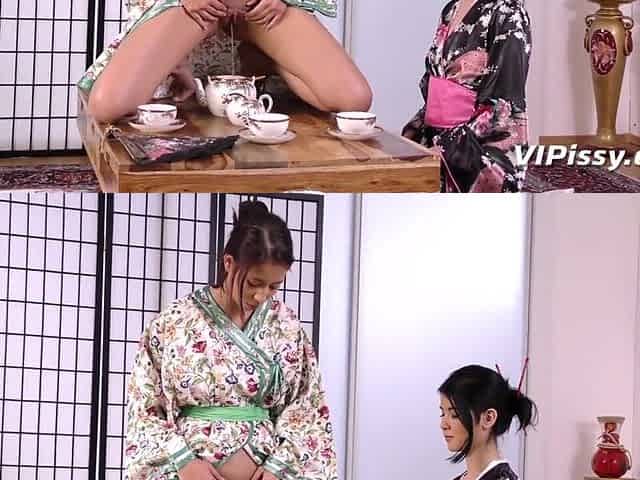 Geisha Gals Lady Dee And Paula Shy Undress From Their Kimonos To Joy Every Others Urinate Moist Pus