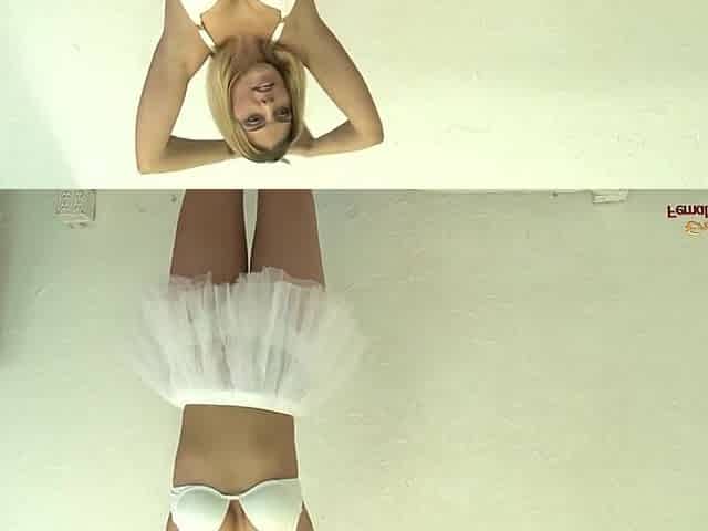 Analingus a golden-haired hottie below her white tutu petticoat and going for doggystyle