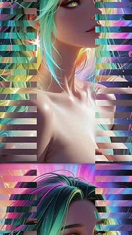 Cosmic Neon Beauty Portrait with Luminous Eyes Dreamlike Fantasy Ai Art Slideshow