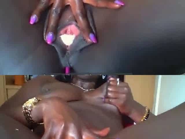 Black Babe Plays with Herself