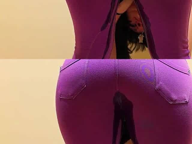 Cutie pee in her jeans. Panties are overspread in immodest urine. Homemade.