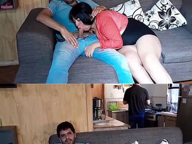 Hot Wife Fucks Her Indian Friend While Her Cuckold Husband Cooks Without Realizing It.