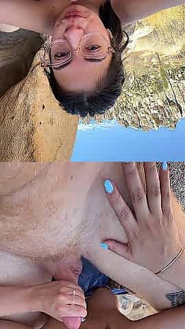 "I don't care if they all watch me, just cum all over my glasses"