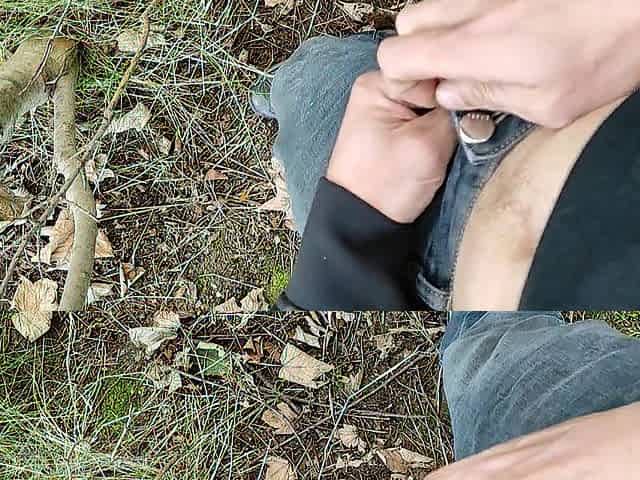 Sexy Man Masturbating In the forest