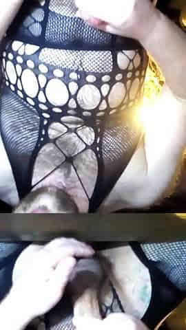 Russian homo whore cums loudly and covers her entire face with recent cum!