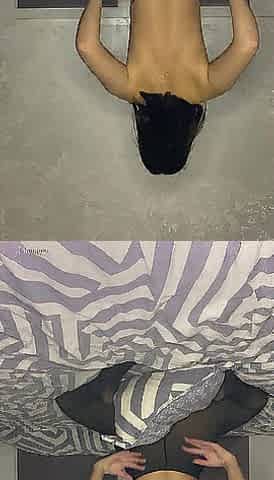 Humping pillow in ebony hose