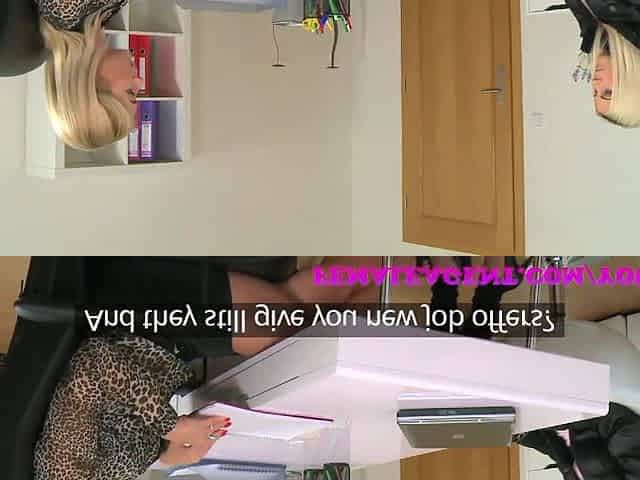 FemaleAgent Charming blond drilled hard with a thong on