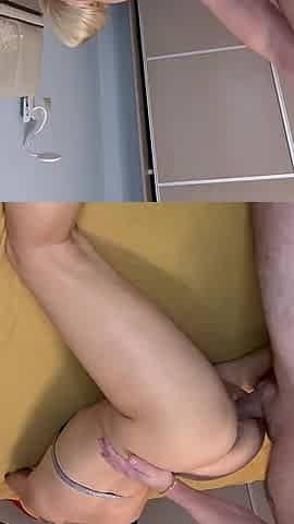 Fucking Doggy Style with a Hard Dick in the Ass and Cumming. the Ass Ate Every Drop of Cum.