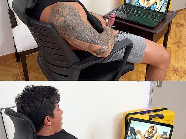 Pornstar steps without the computer screen to please her lewd fan