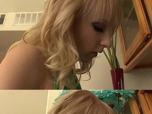 Large butt sweetheart get's happy by slim golden-haired