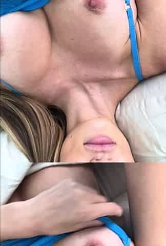Sexy Blonde Babe With Big Boobs Strips Bra