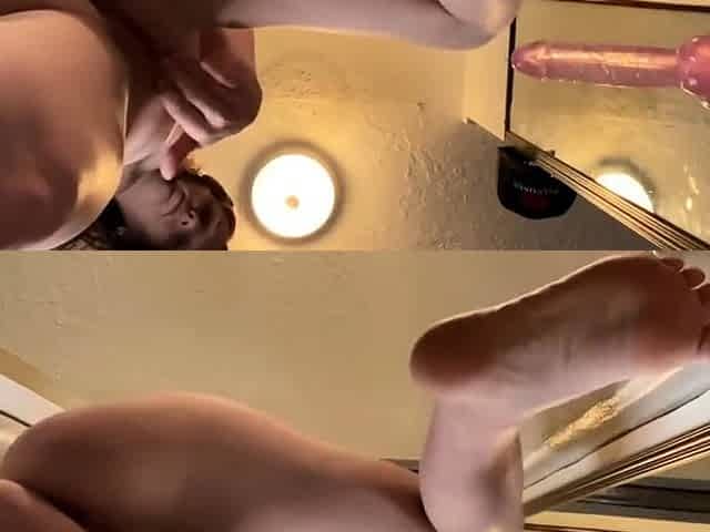 Solo Female Orgasms with a Dildo and Mirror