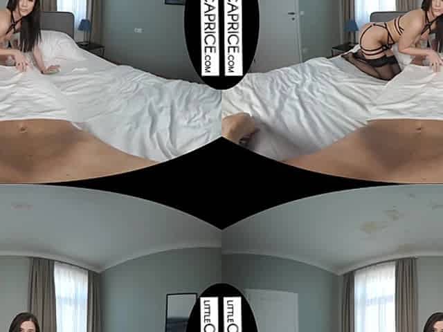 Vr Blowjob Queen; Hot Brunette In Strappy Lingerie Blowjob Pov