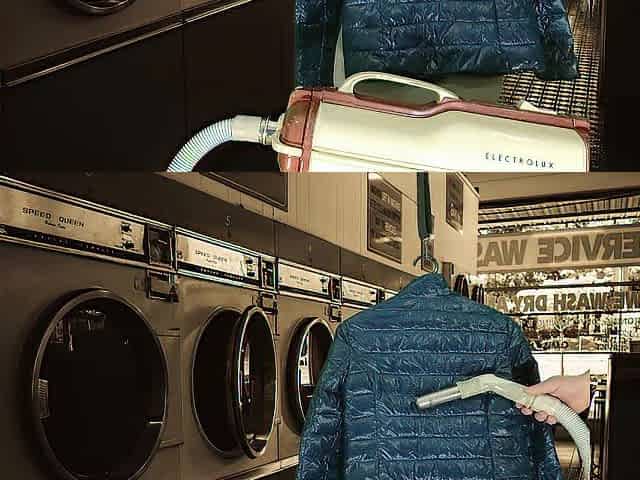 Vacuuming Girlfriend's Emoi Blue Down Jacket with Vintage Electrolux
