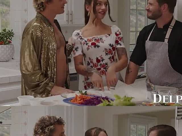 Delphine Films- April Olsen's Nasty Cooking Show Turns Into a Hawt TRIO