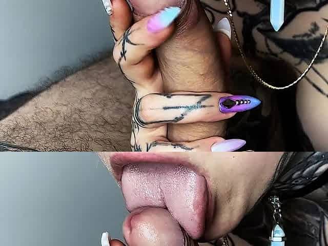 Nice hotty making MOST GOOD CLOSE UP SPLIT TONGUE ORAL SEX 4K ASMR with LARGE DISCHARGED