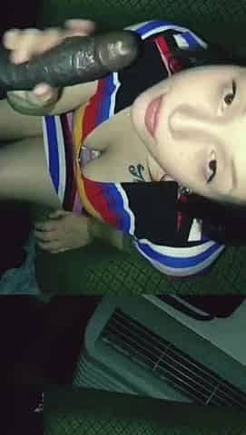 Wife sucking big black cock