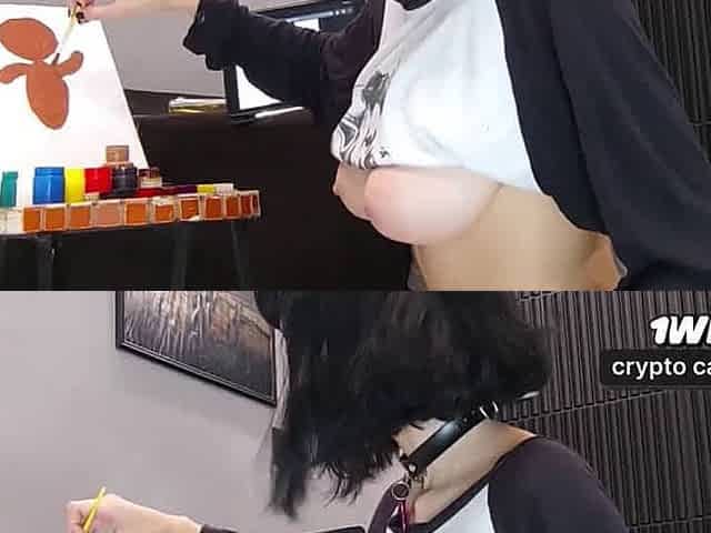 Painting my body! Licking a sugary-sweet boner pervert cookie
