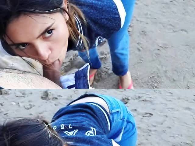 Oral Intercourse and Swallowing on the Beach